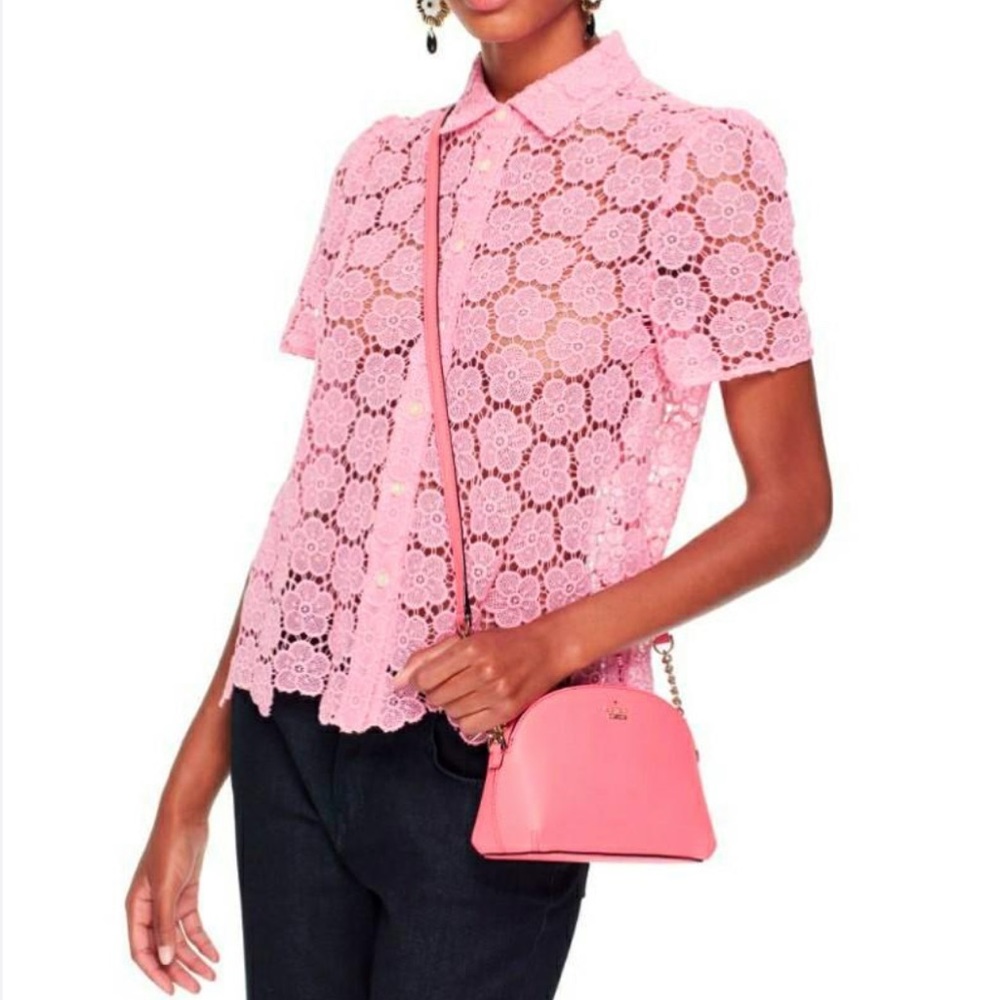 Kate Spade Pink Floral Lace Blouse